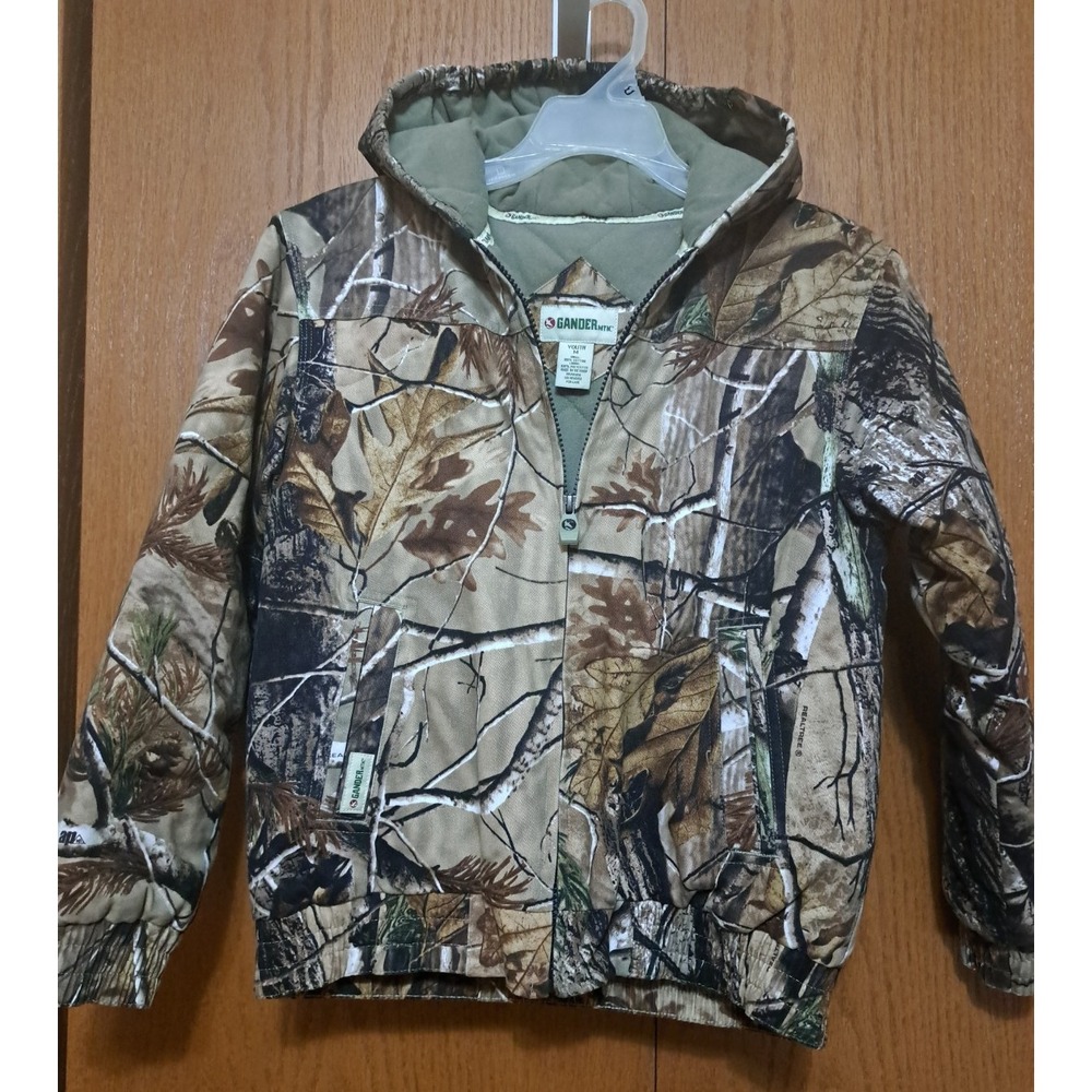 Gander Mountain Boys Camo Insulated Hooded Jacket Youth Medium 10-12 Zip Cotton